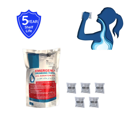 Emergency Water Pack (5x500ml) 5-Year Shelf Life for Disaster Preparedness
