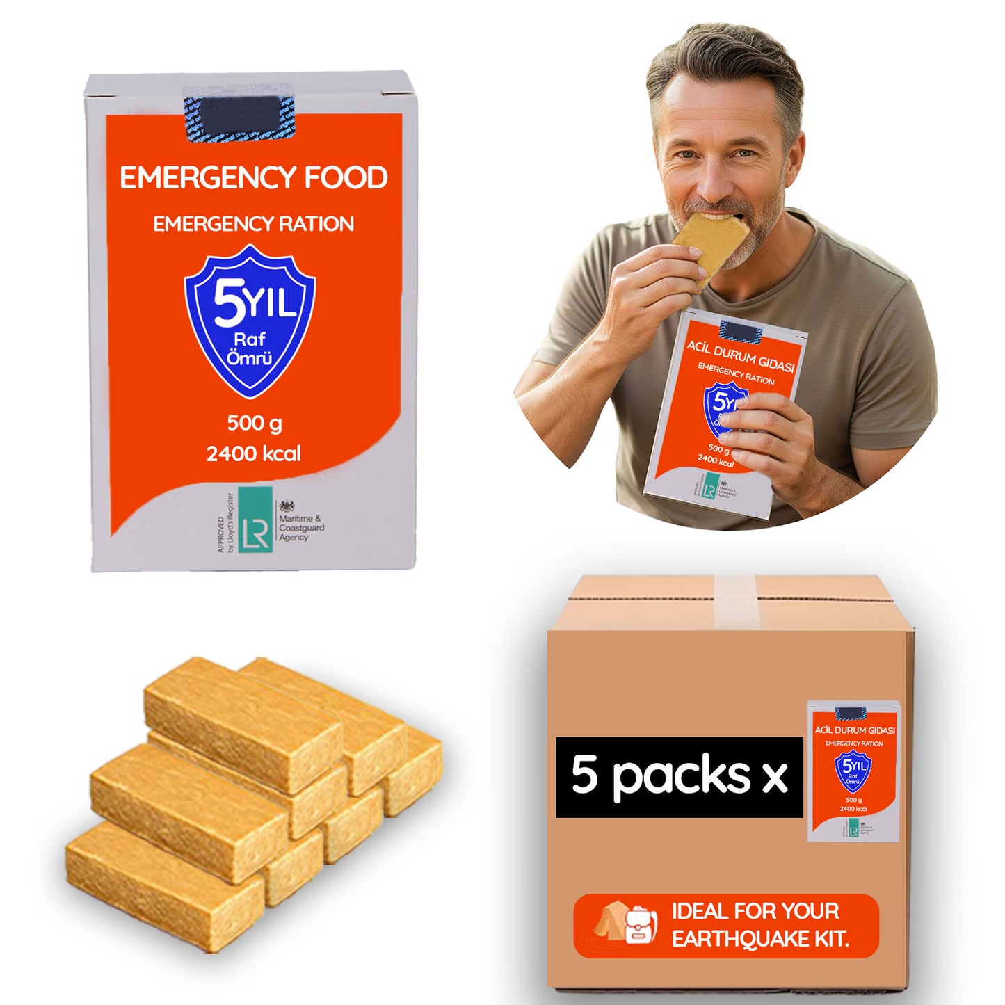 Emergency Food Pack (5x500gr),5-Year Shelf Life for Disaster Preparedness