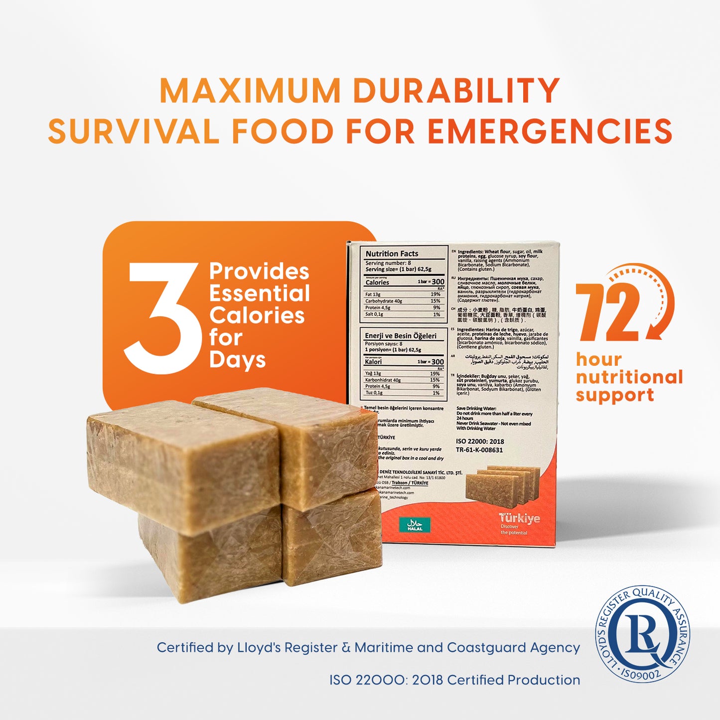 Emergency Food Pack (25x500gr),5-Year Shelf Life for Disaster Preparedness