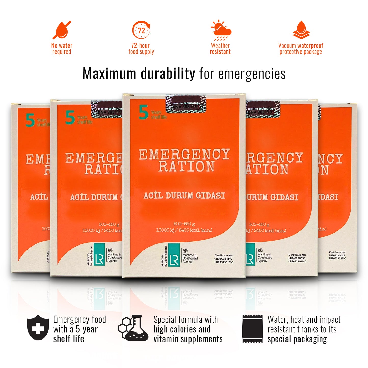 Emergency Food Pack (25x500gr),5-Year Shelf Life for Disaster Preparedness