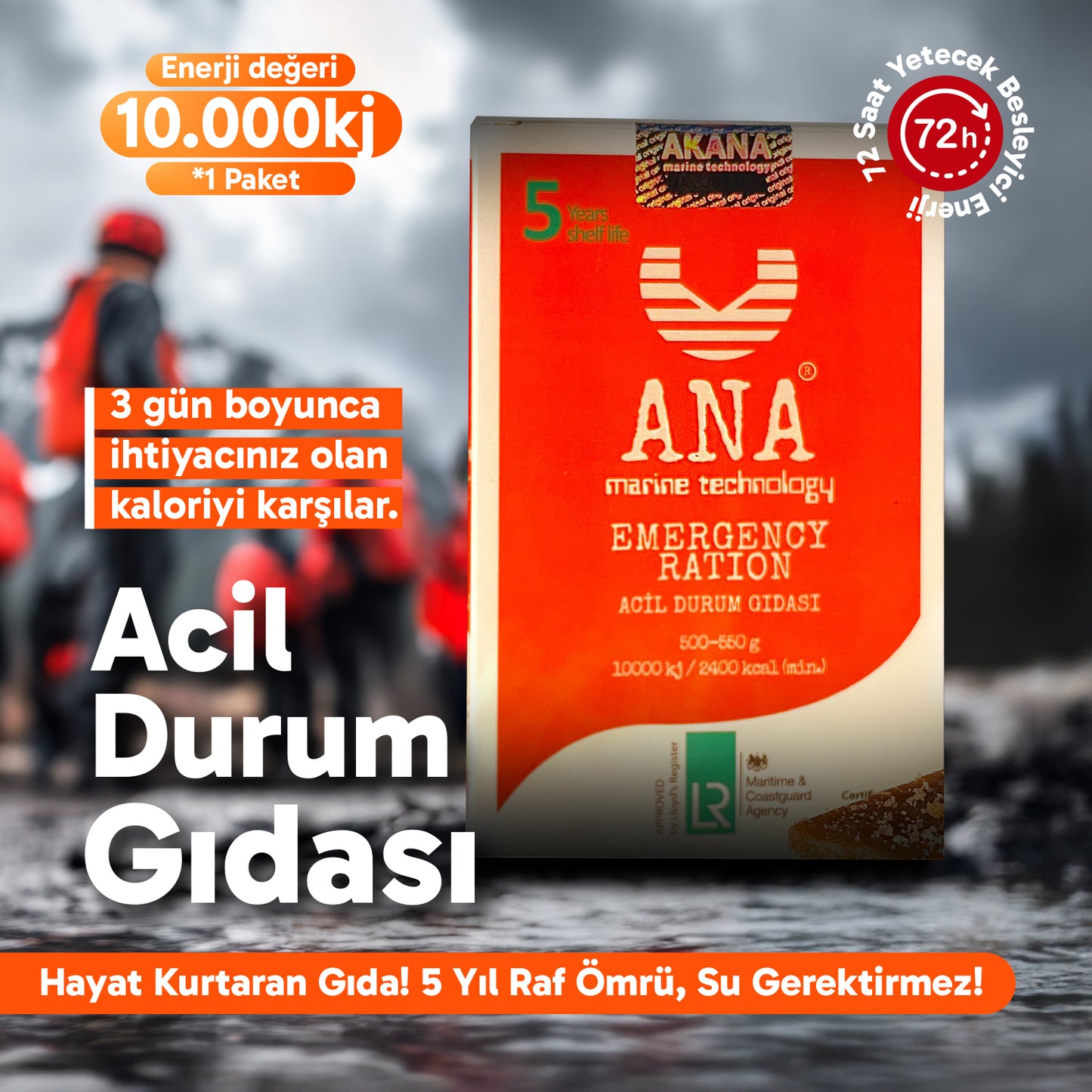 Emergency Food Pack (25x500gr),5-Year Shelf Life for Disaster Preparedness