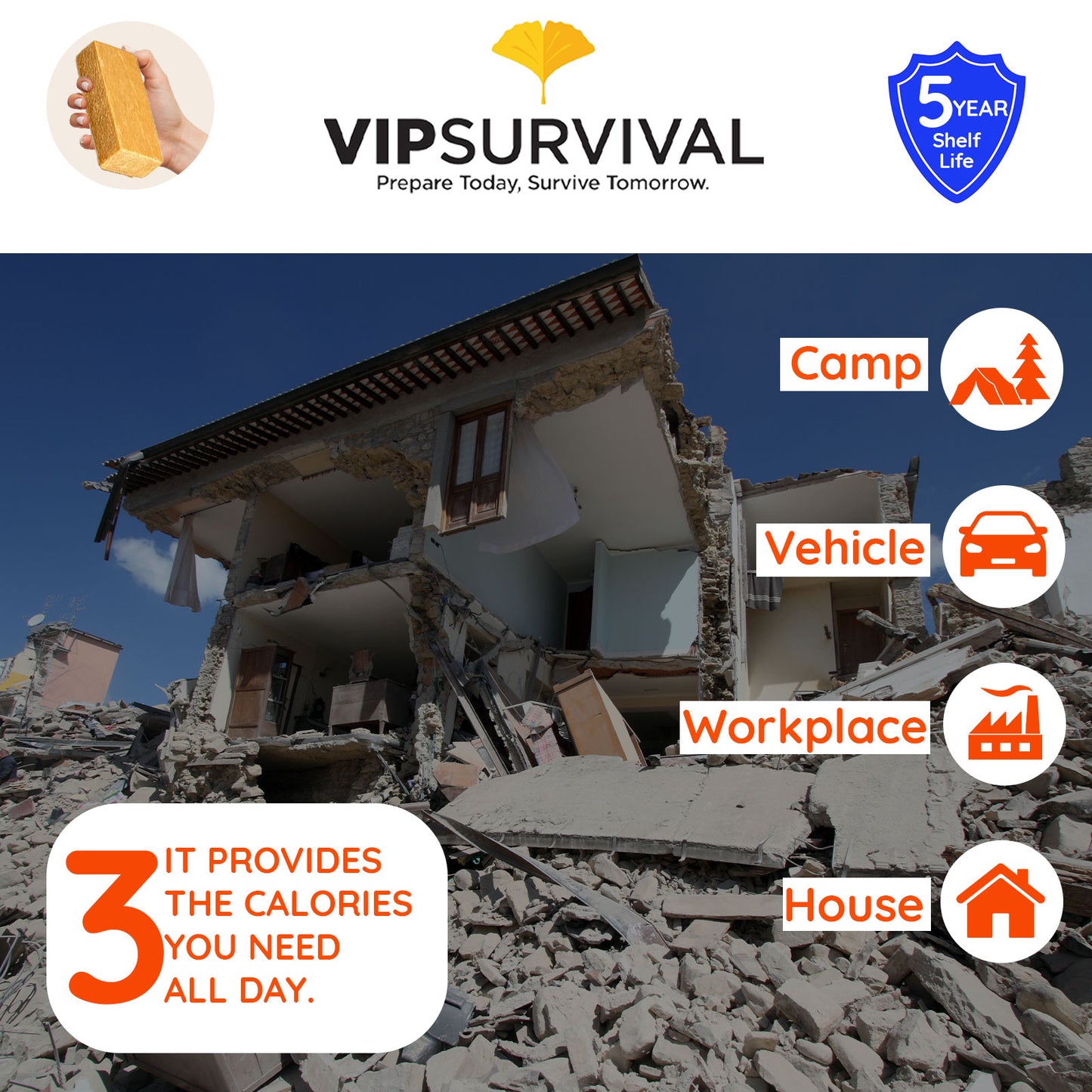 Emergency Food Pack (5x500gr),5-Year Shelf Life for Disaster Preparedness